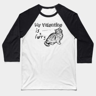 Cute Valentine with Cat Illustration and Text Baseball T-Shirt